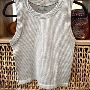 Hippie Rose Heather Gray Ribbed Tank Top NWT